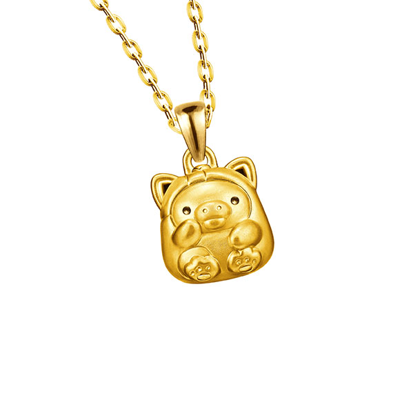 Rilakkuma™ Collection Kiiroitori 3D Gold Pendant in Fortune Style