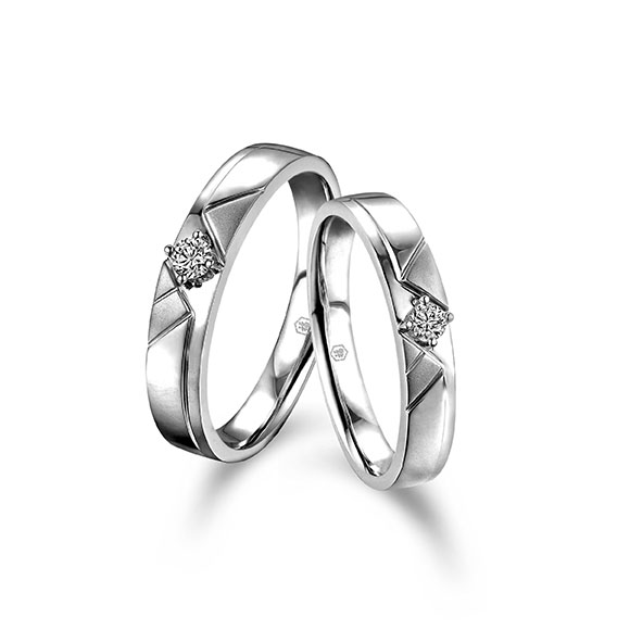 Love Forever Collection 18K White Gold Diamond Couple Rings