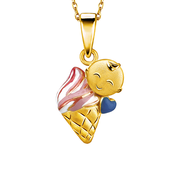 Hugging Family "Ka-ka Ice Cream" Gold Pendant