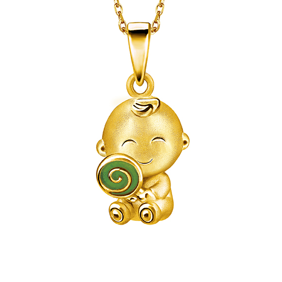 Hugging Family "Ka-ka and Lolipop" Gold Pendant