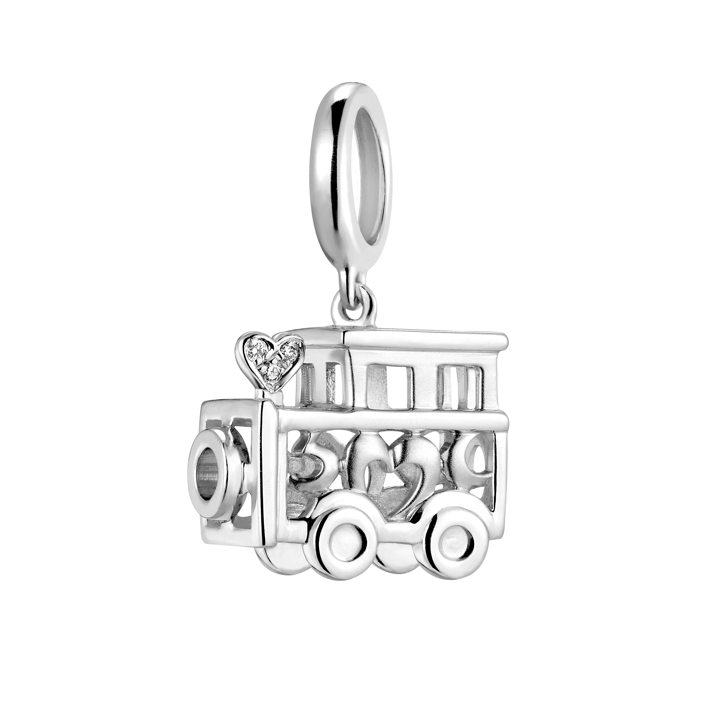 Dear Q "Lovely Train" 18K White Gold Diamond Pendant