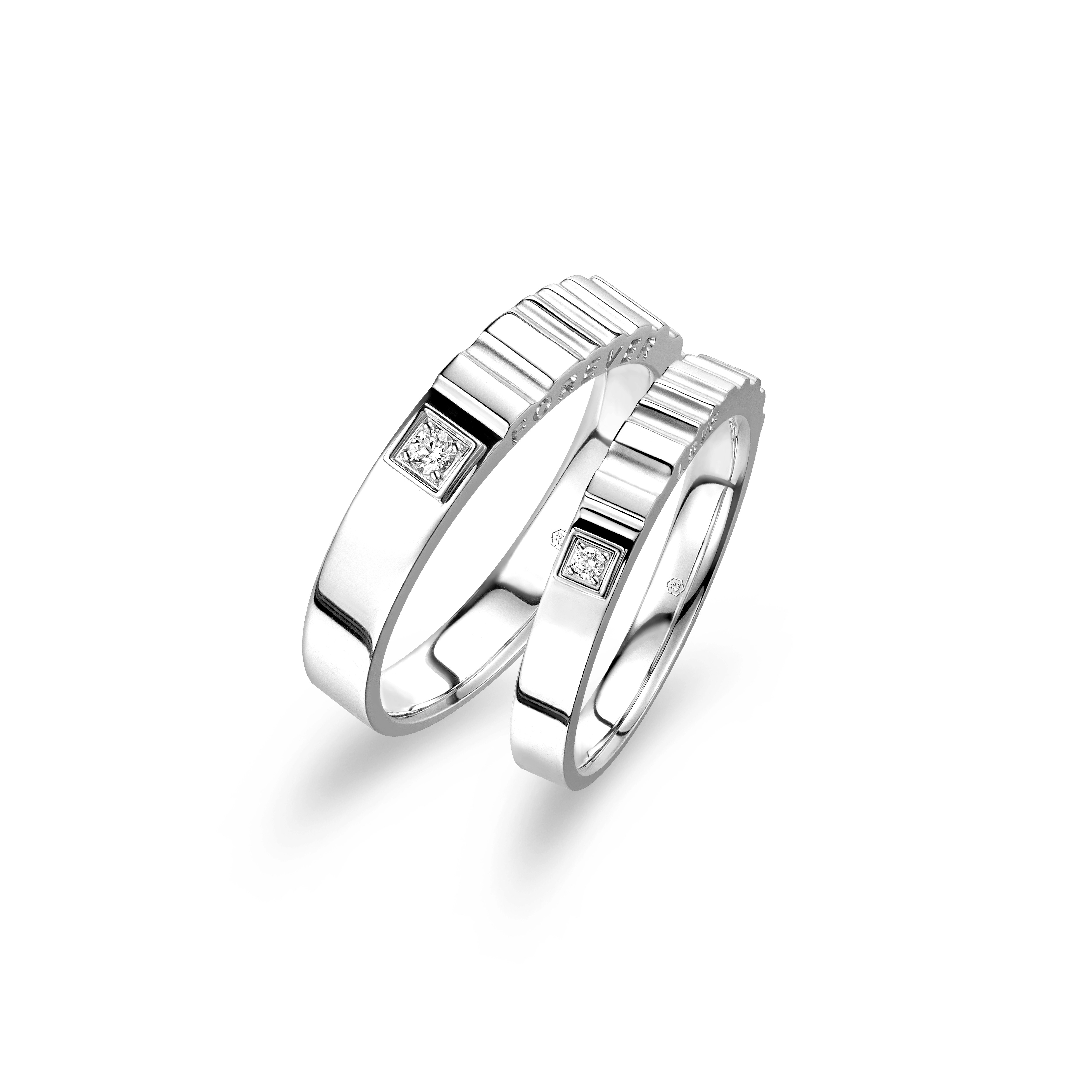 Love Forever Collection 18K White Gold Diamond Couple Rings