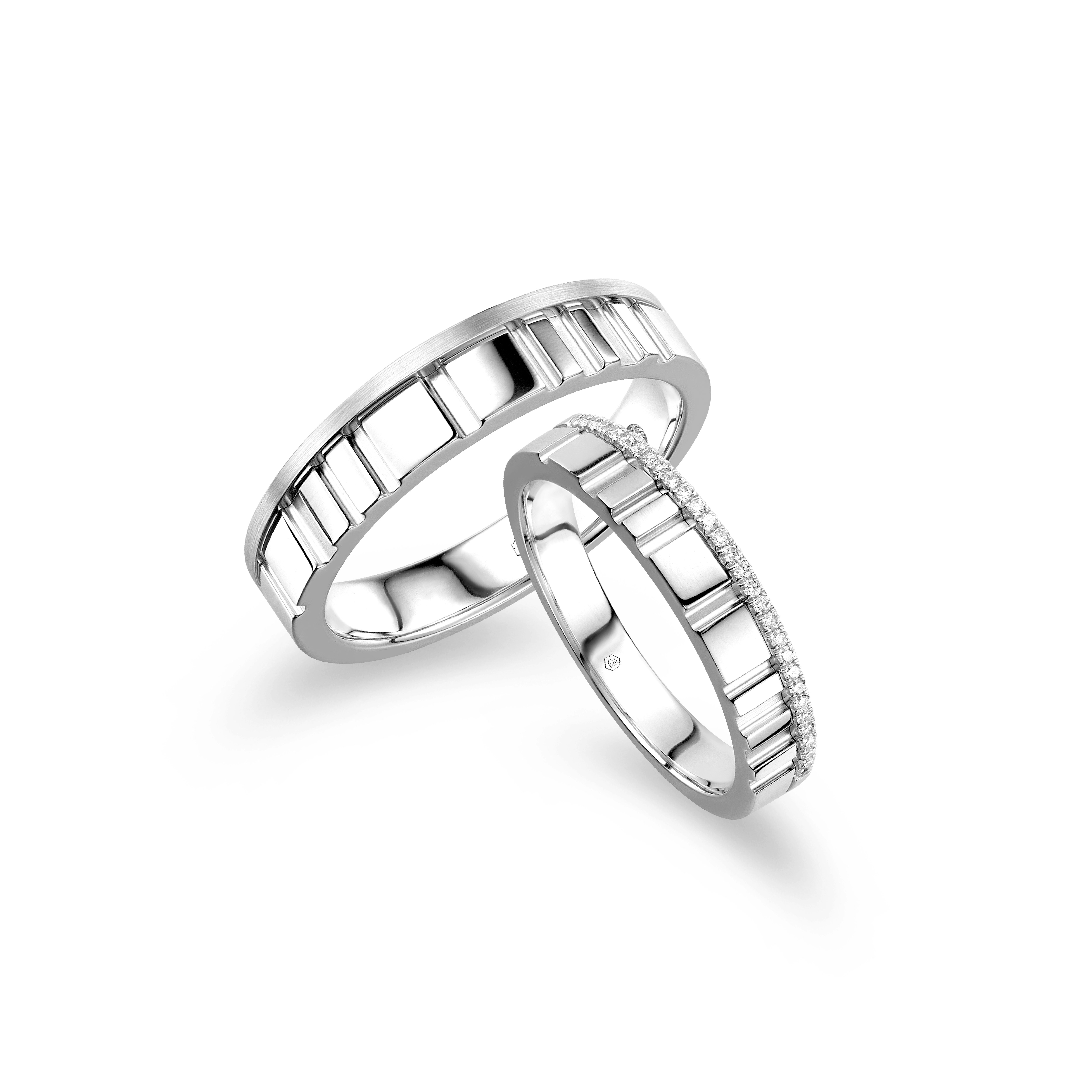 Love Forever Collection 18K White Gold Diamond Couple Rings