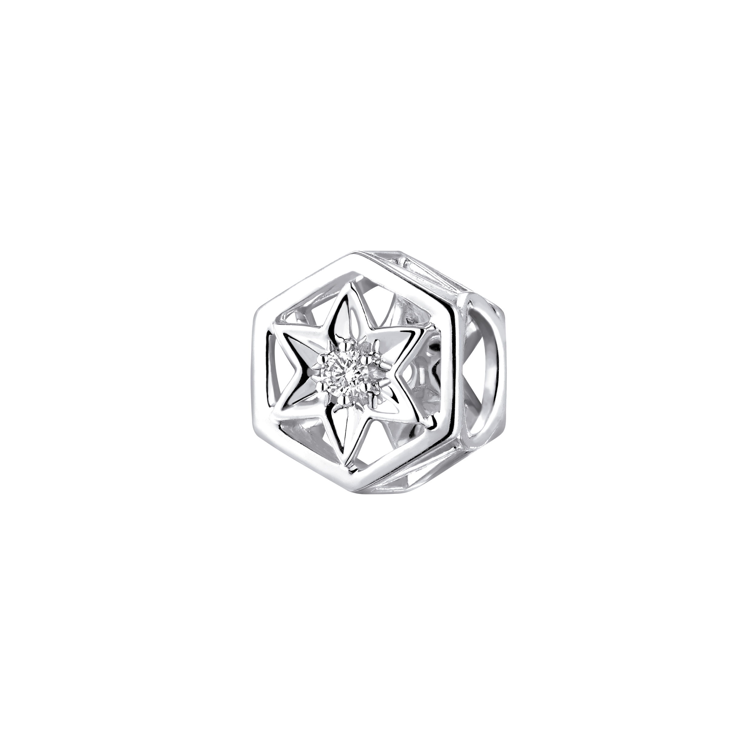 Dear Q "Sparkling Christmas- Hexagram"18K White Gold Diamond Charm