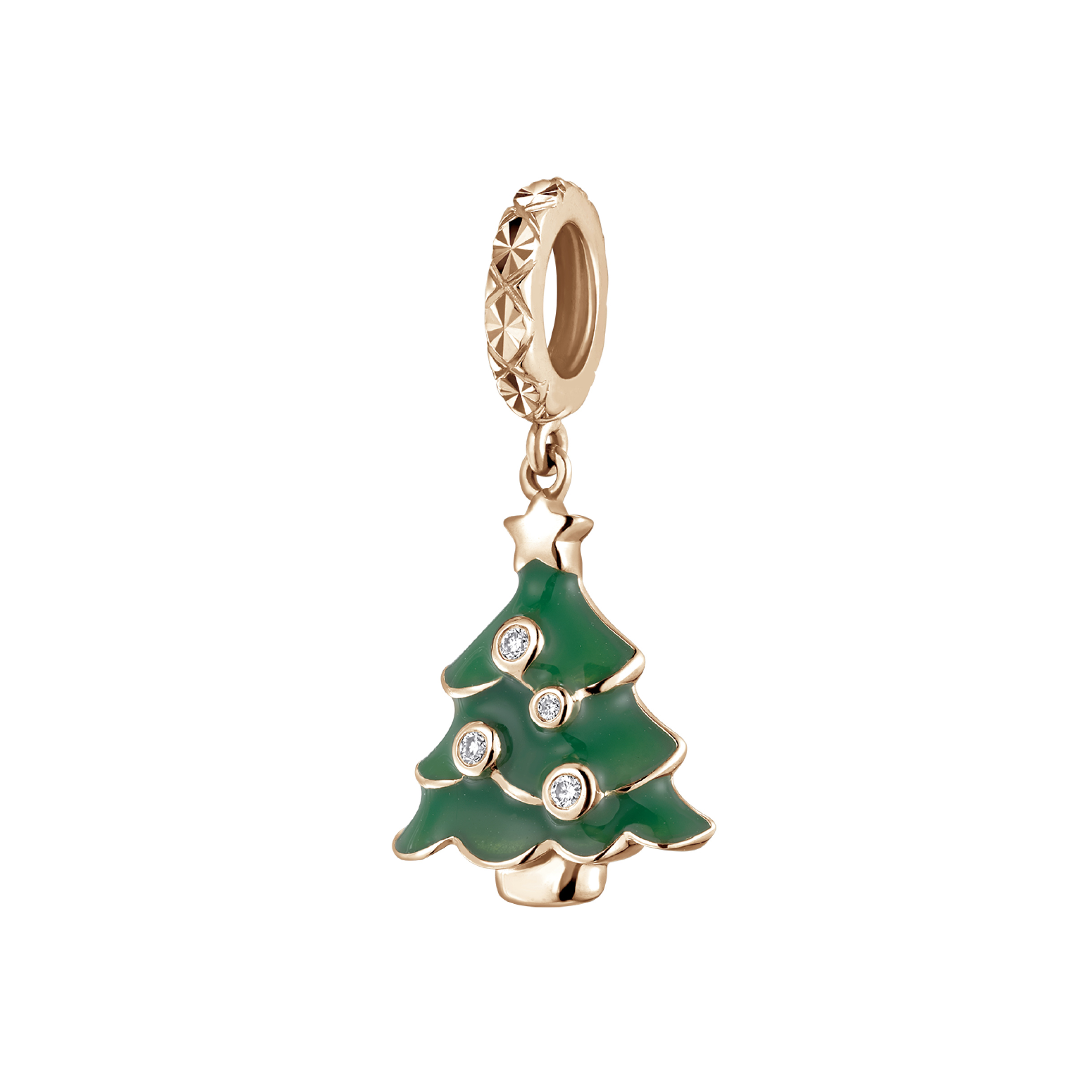 Dear Q "Sparkling Christmas- Christmas Tree" 18K Rose Gold Diamond Pendant