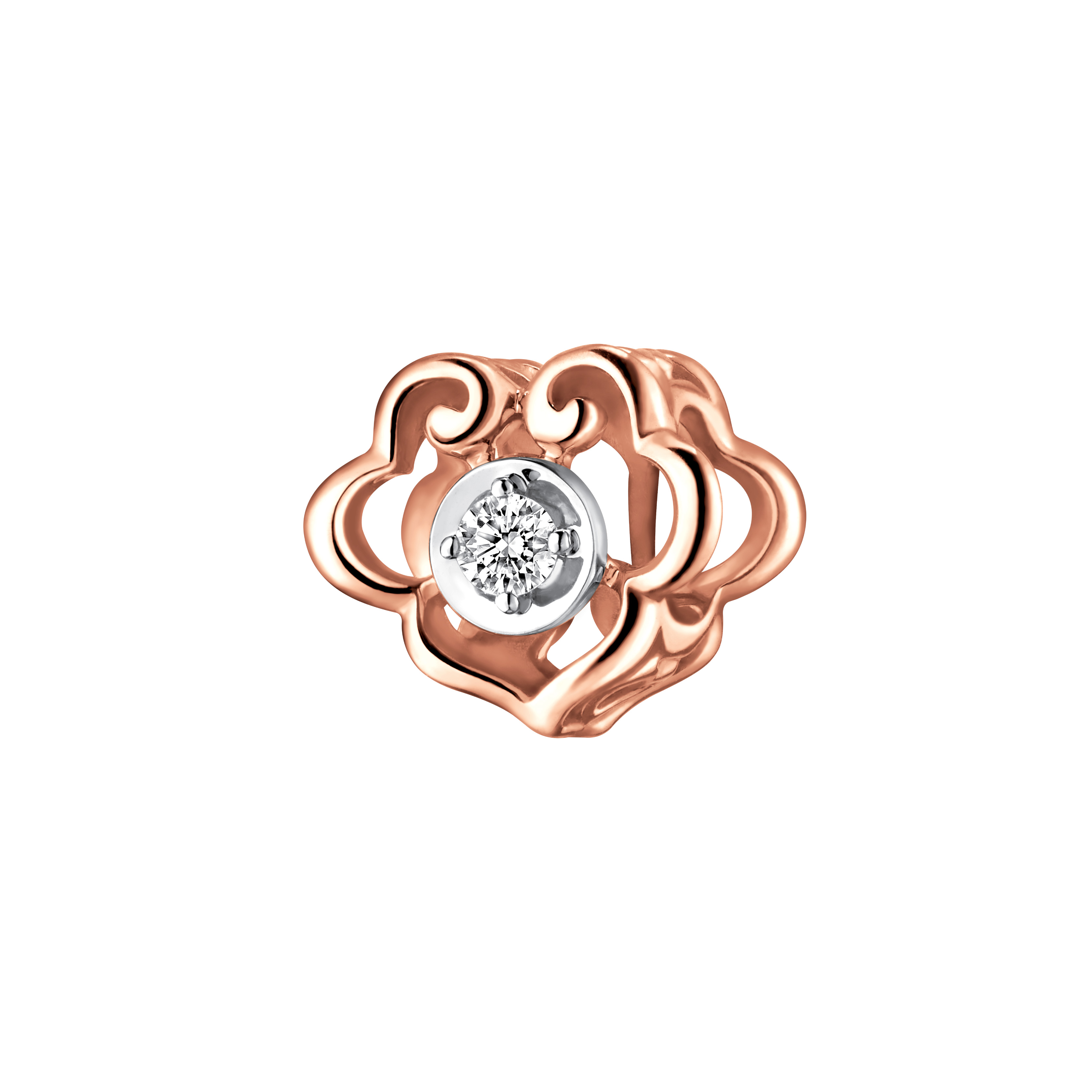 Dear Q "Ruyi Heart" 18K Rose Gold Diamond Charm