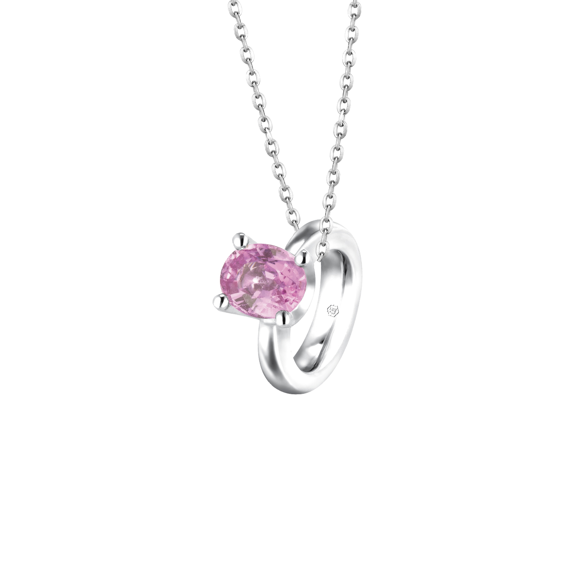 Pt Baby Darling "Pink Dream" Gemstone Platinum Pendant for kids