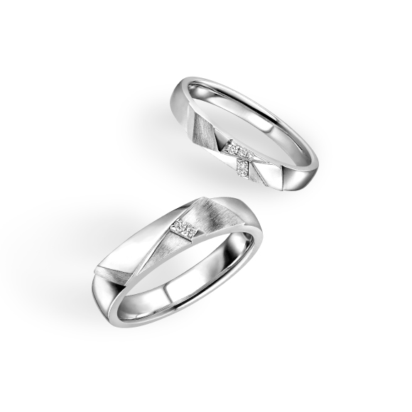 Love Forever Collection 18K (White) Gold Diamond Couple Rings