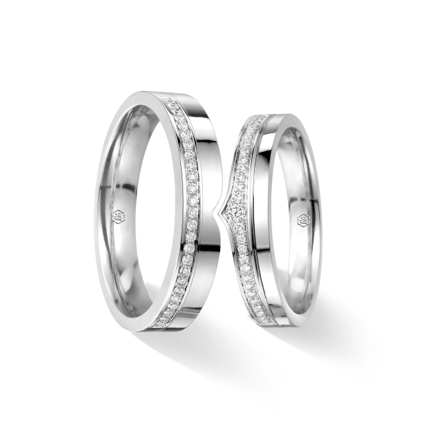 Love Forever Collection 18K (White) Gold Diamond Couple Rings