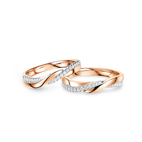 Wedding Collection “Hand in Hand” 18K Gold Diamond Engagement and Wedding Couple Rings