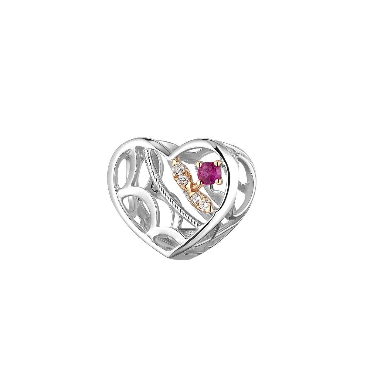 Dear Q "Follow Your Heart" 18K Gold Diamond Charm with Ruby