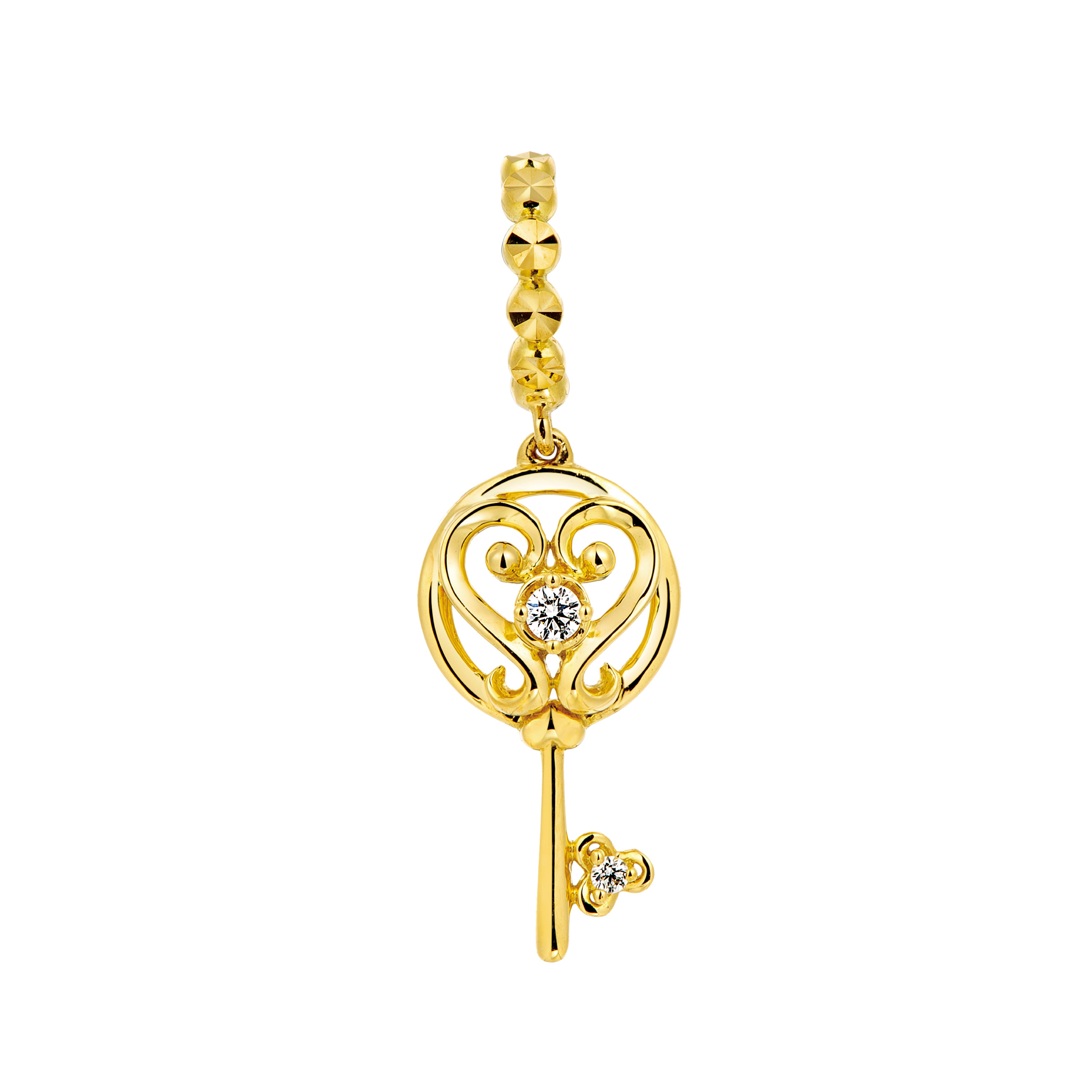 Dear Q "Key to Happiness"18K Gold Diamond Charm