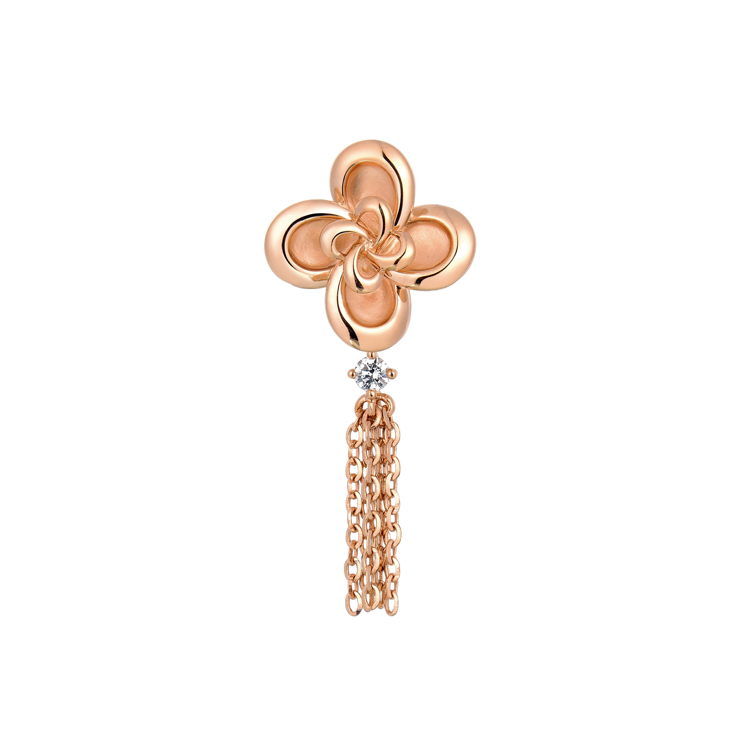 Dear Q“Heart Flower” 18K Rose Gold Diamond Charm