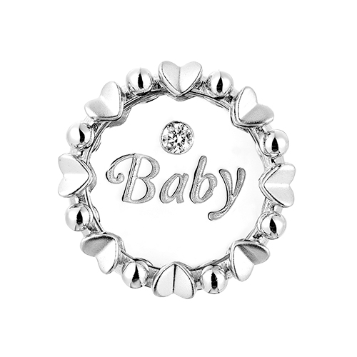 Dear Q "Be My Valentine Darling Baby"18K White Gold Diamond Charm