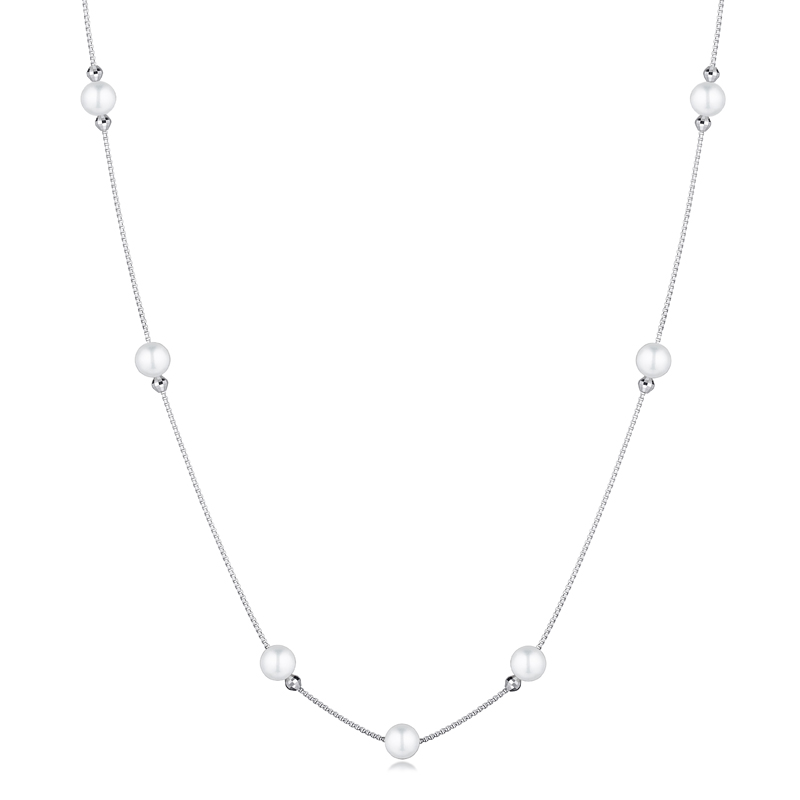 Pt Graceful "Beauty in Pearl" Platinum Long Necklace with Pearl