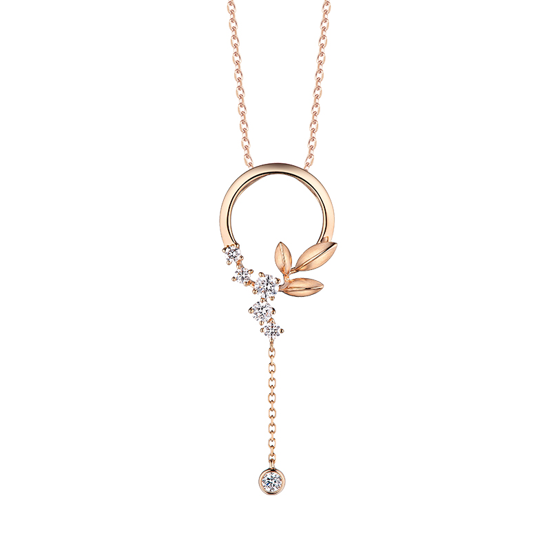 "Good Luck" 18K Rose Gold Diamond Pendant