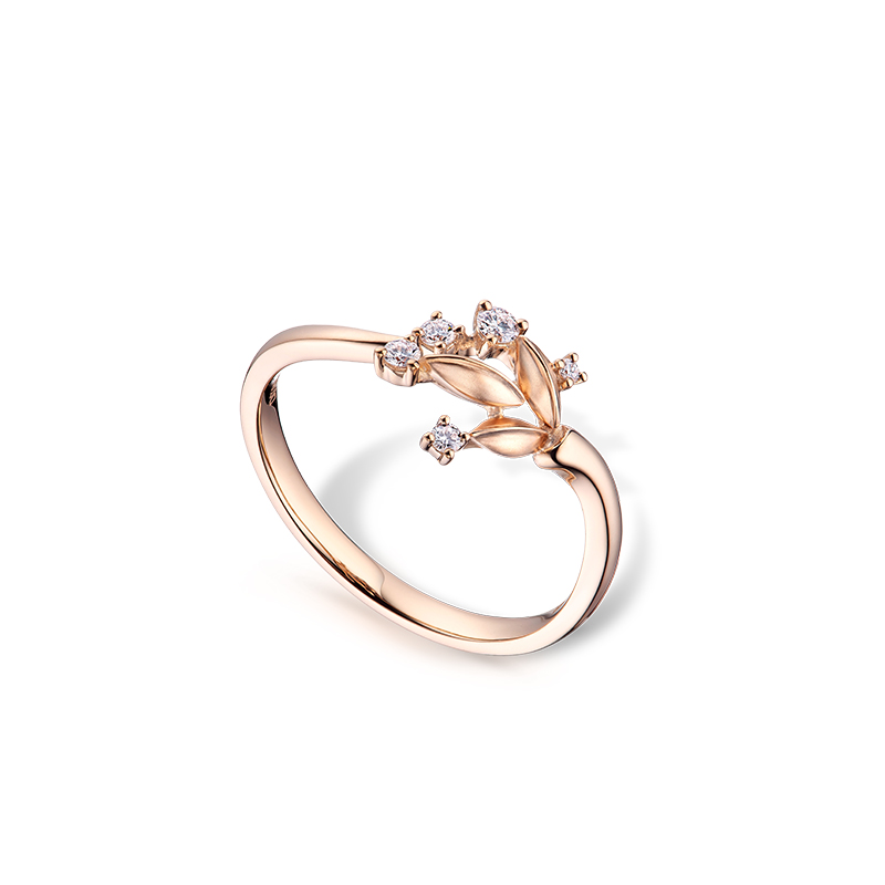 "Good Luck" 18K Rose Gold Daimond Ring