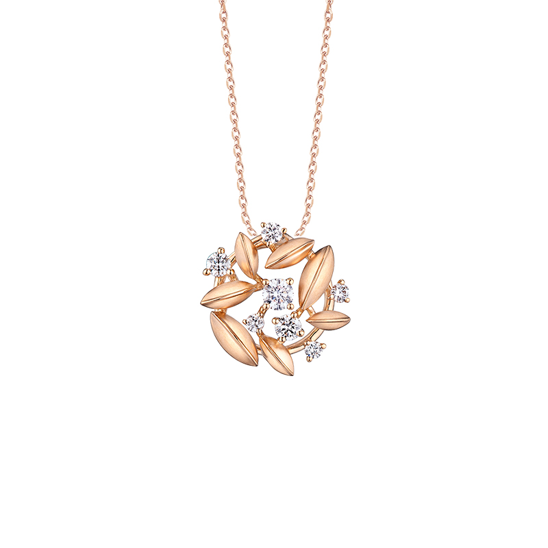  "Good Luck" 18K Rose Gold Diamond Pendant