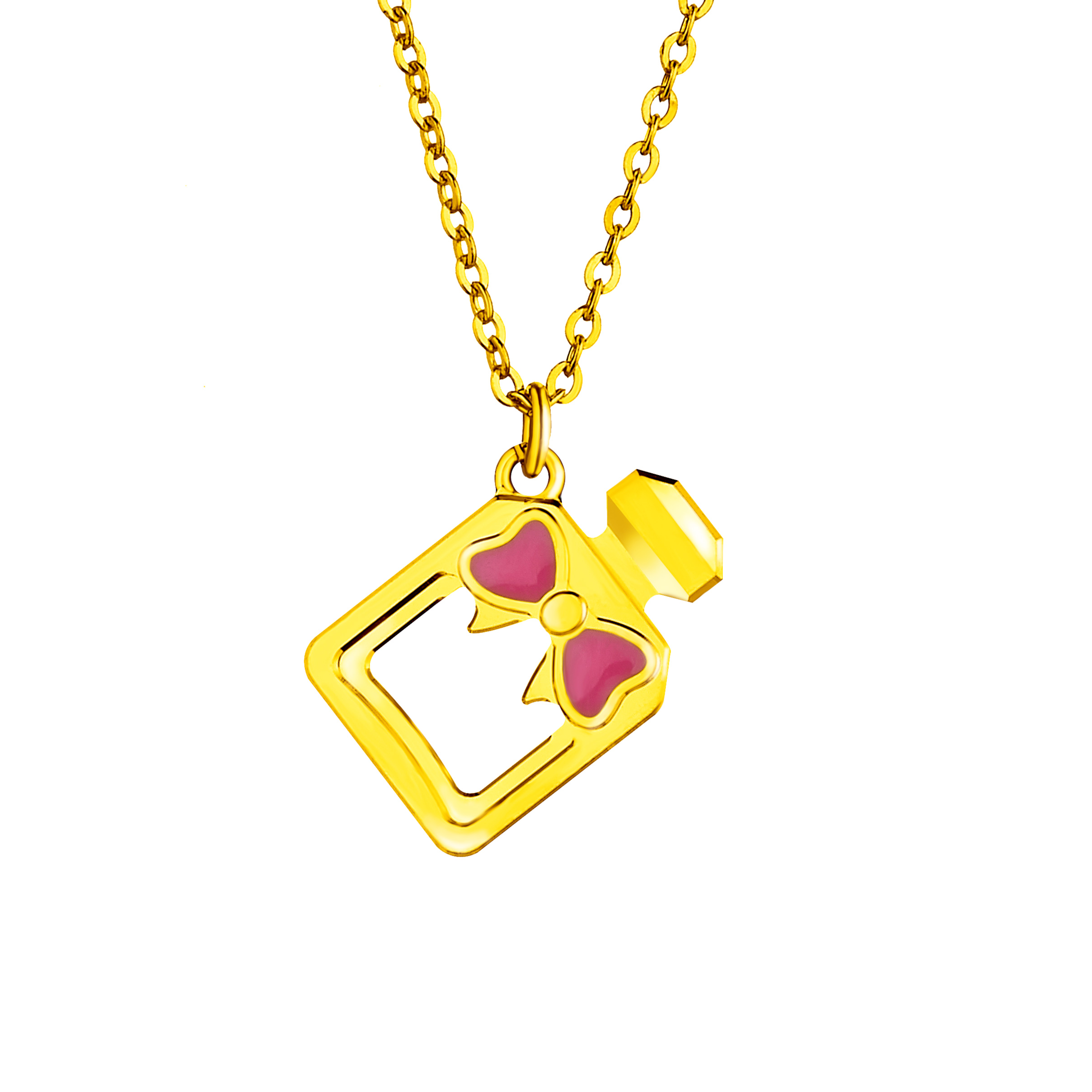 Dear Q "Sweet Perfume" Gold Pink Enamel Necklace