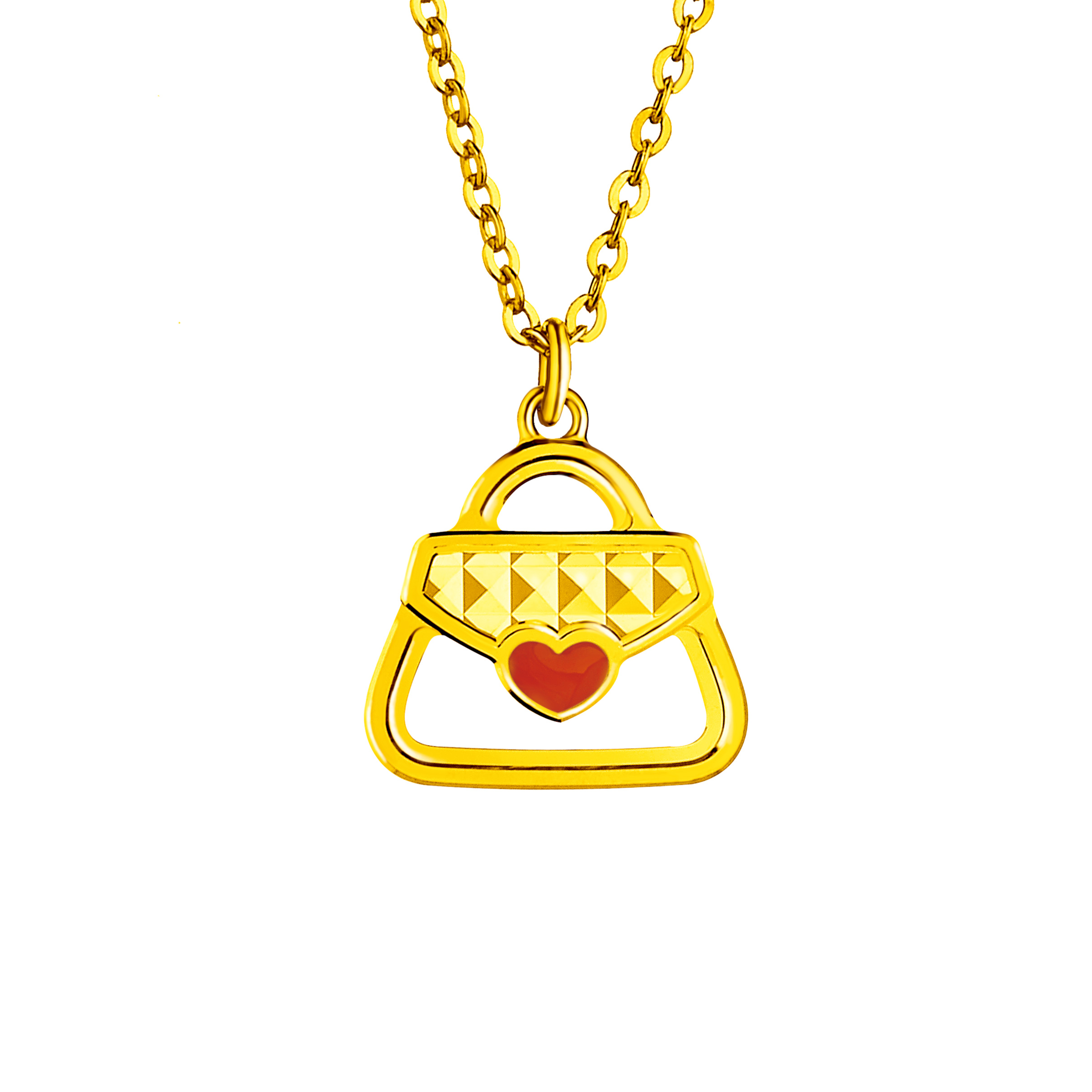 Dear Q "Handbag" Gold Enamel Necklace