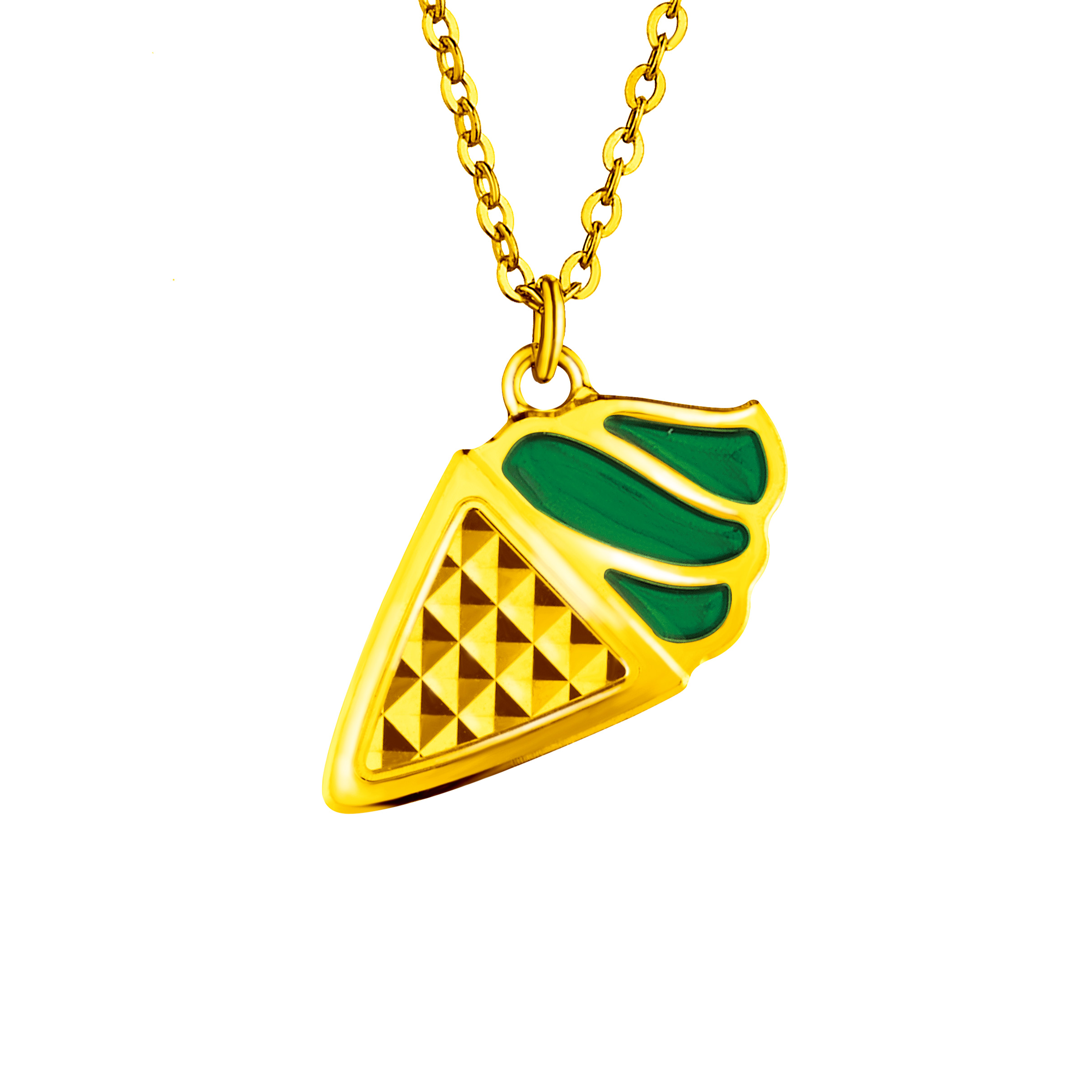 Dear Q "IceCream Cone" Gold Enamel Necklace