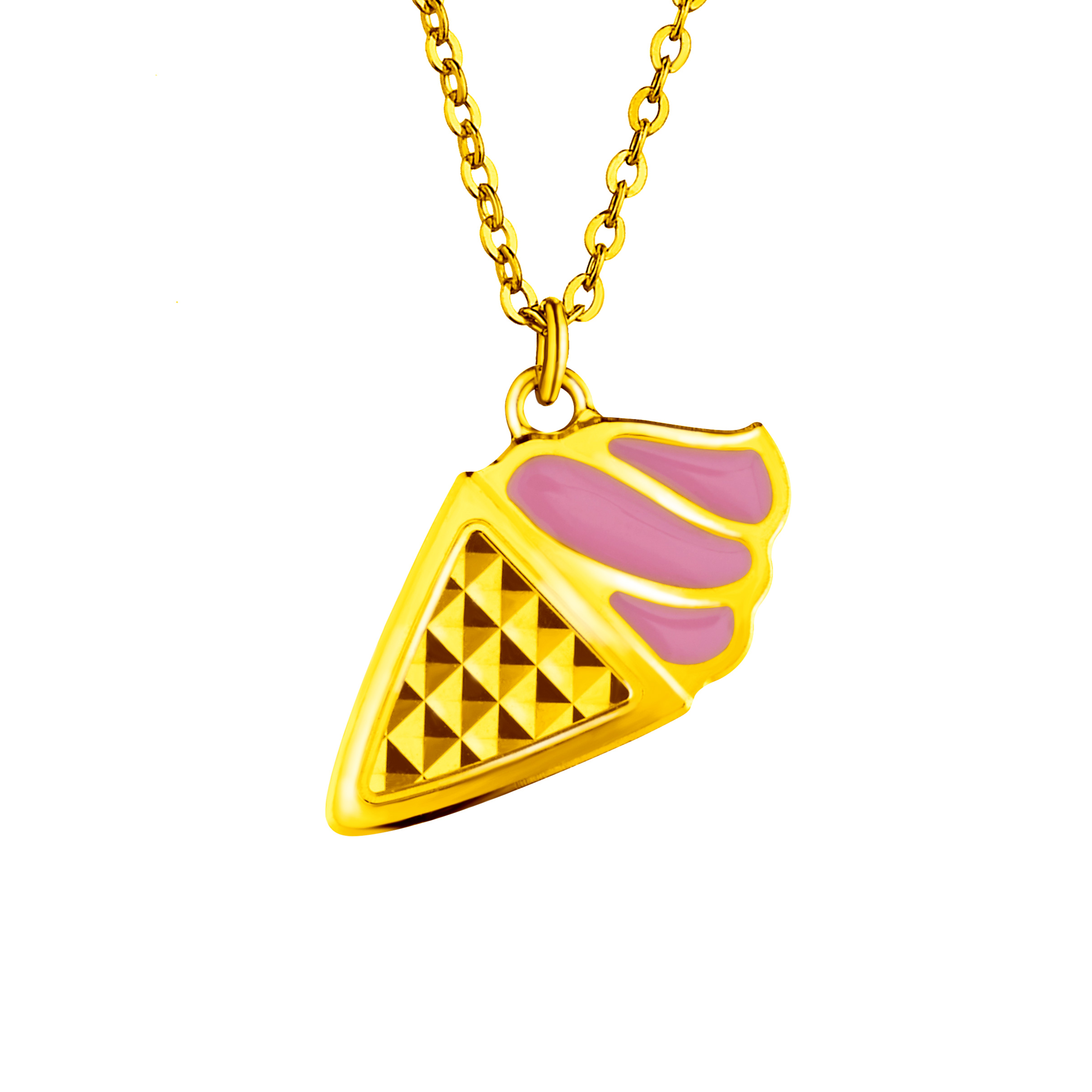 Dear Q "IceCream Cone" Gold Enamel Necklace