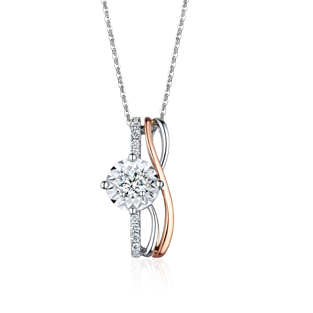 "Love Across"18K Gold Diamond Pendant