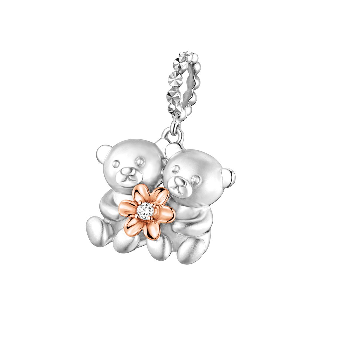 Dear Q "Bear Twins" 18K Gold Diamond Pendant