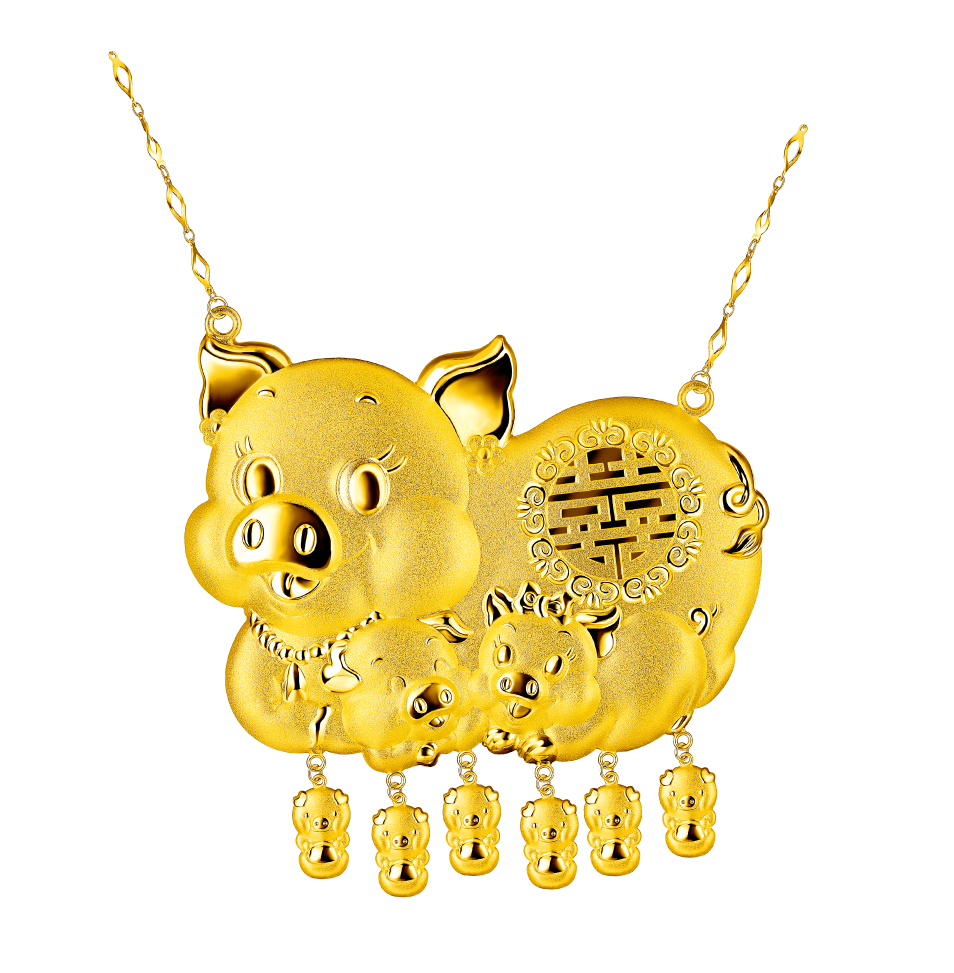 Beloved Collection "Blessings" Gold Pigs Gold Necklace