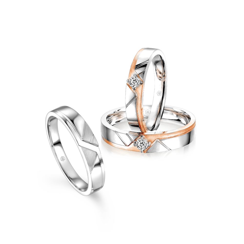 Love Forever Collection "Love - Forever" 18K Gold Diamond Couple Rings