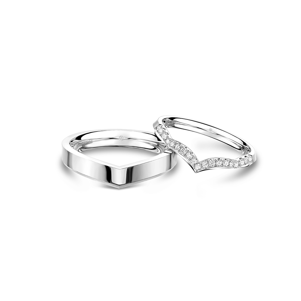 Wedding Collection "Love with Heart" 18K Gold Wedding Couple Rings