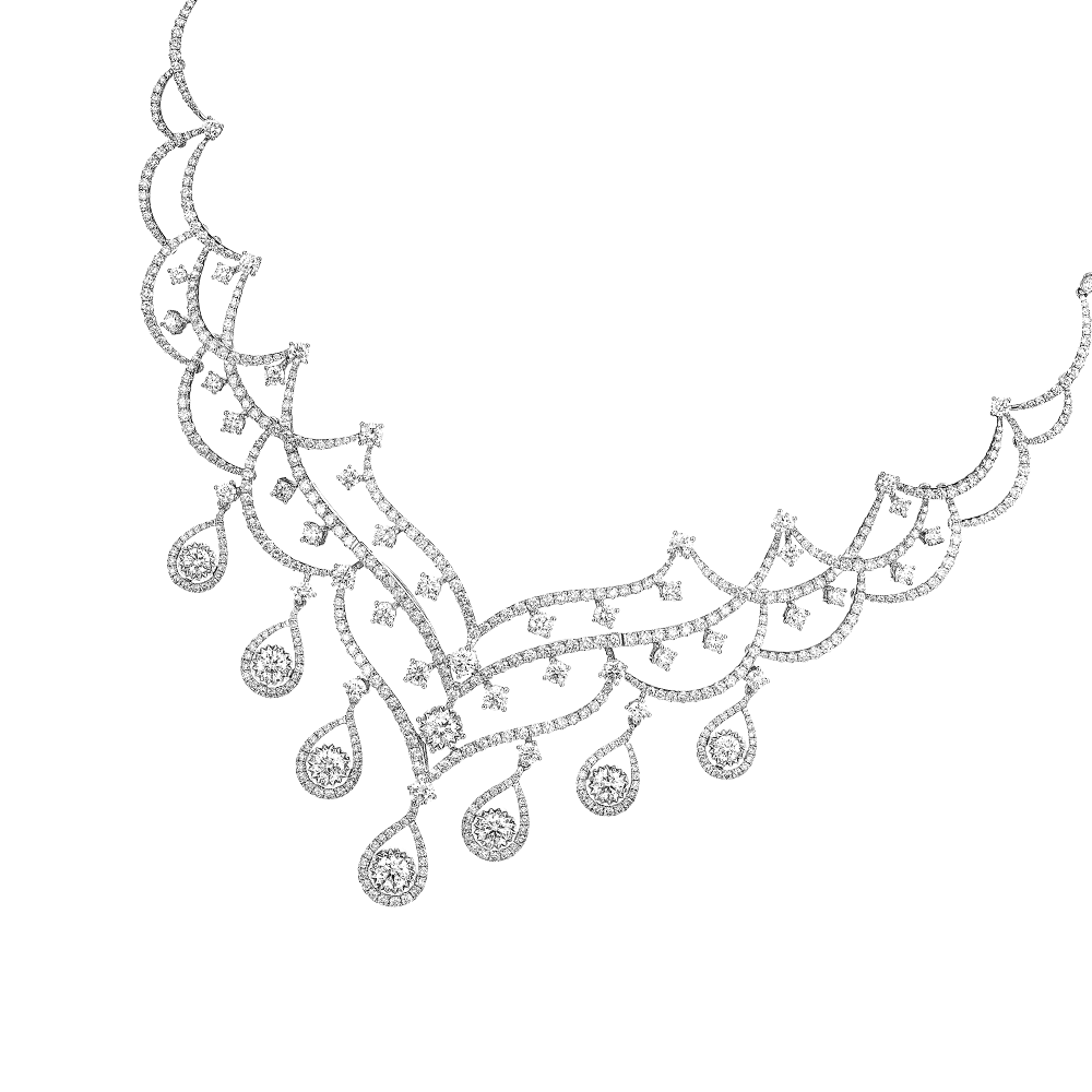 Wedding Collection "Romantic Love" 18K White Gold Diamond Necklace 