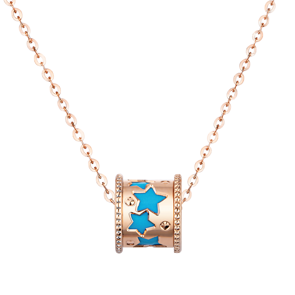 Fancy Kaleidoscope 18K Gold Blue/Yellow Ceramic Necklace