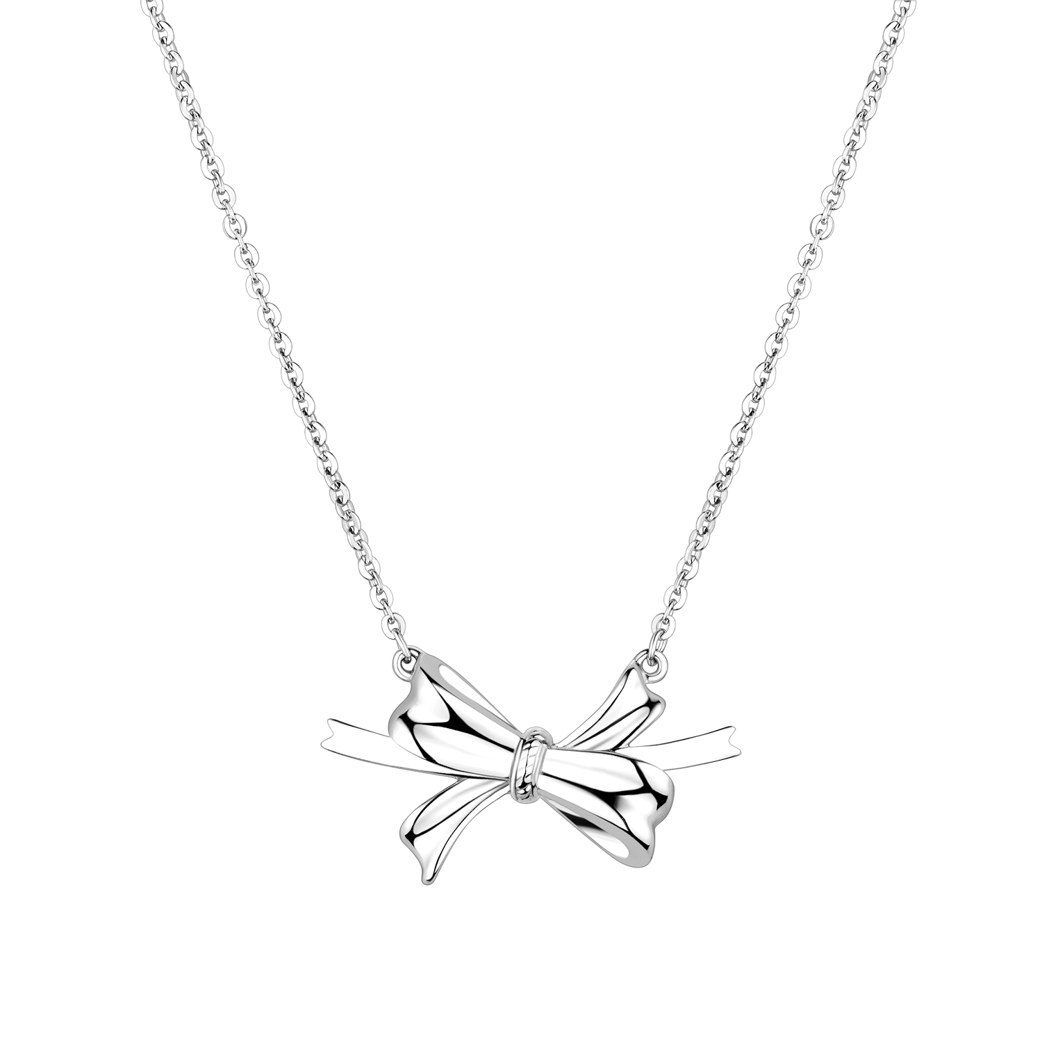 Pt Graceful "Loving Bows" Platinum Necklace