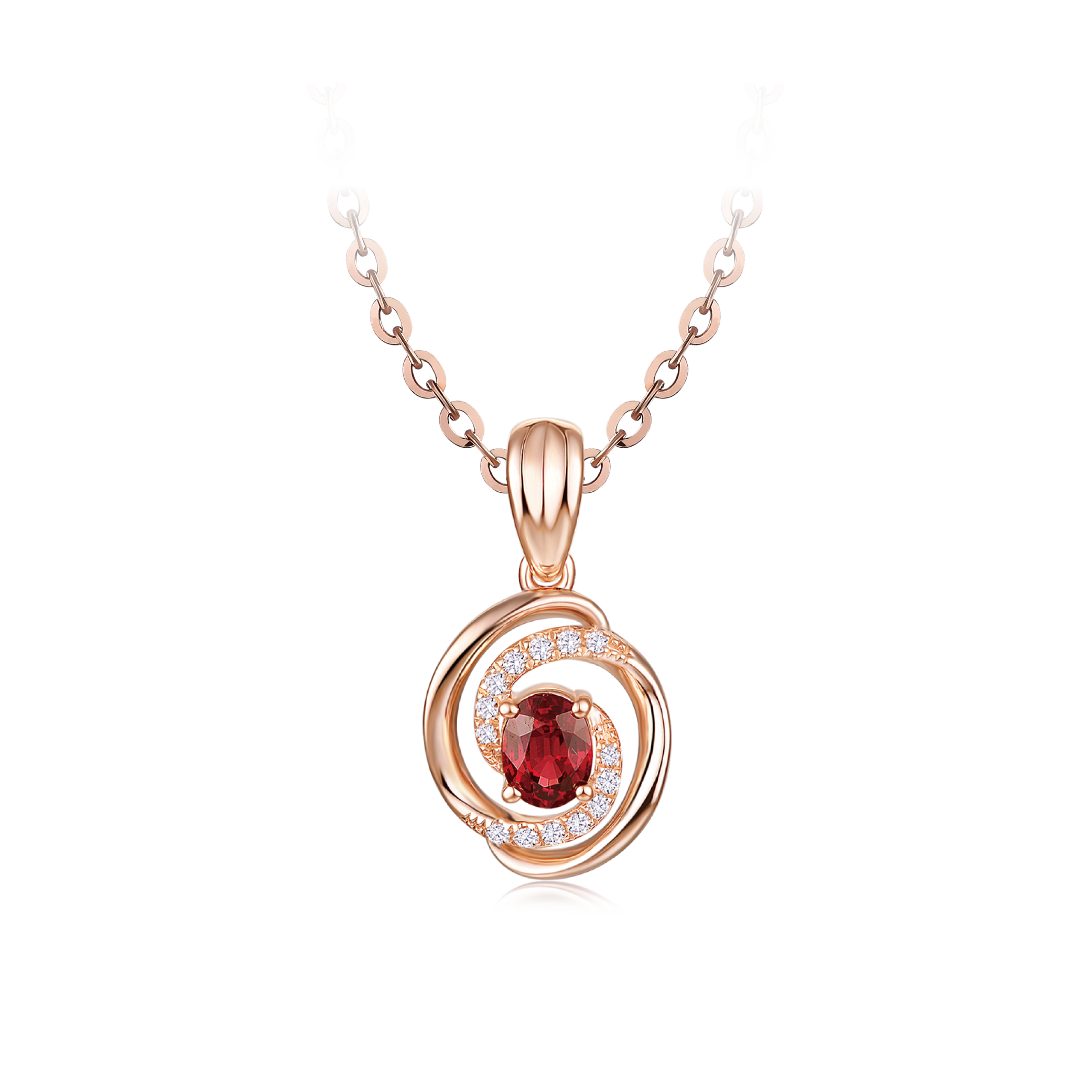 18K Gold Ruby and Diamond Pendant