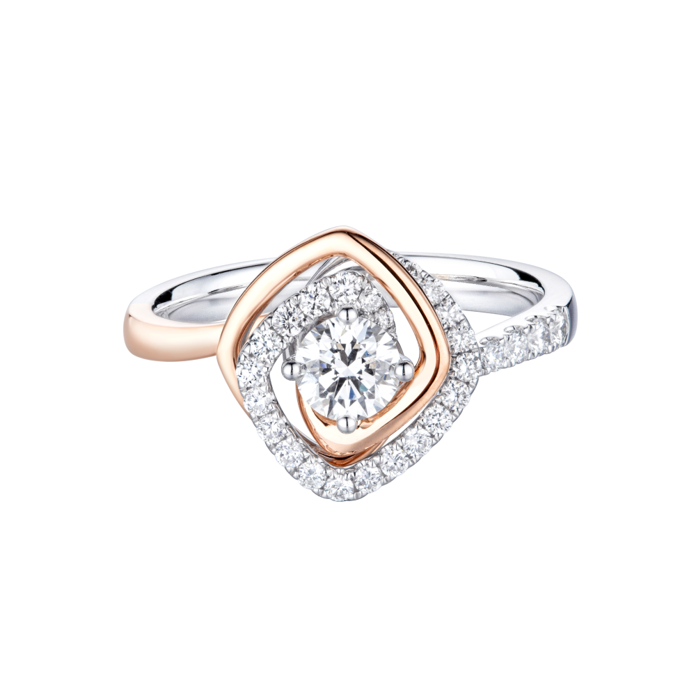 "Diamond Twist" 18K Gold Diamond Ring