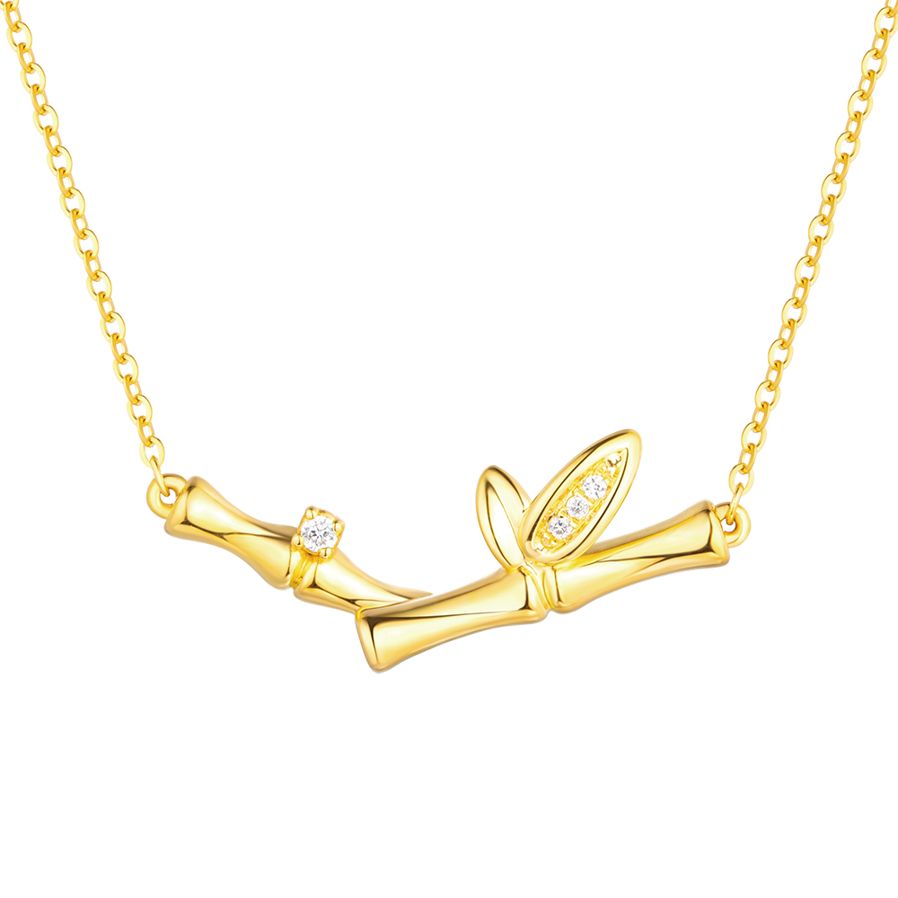 Goldstyle•X"Happy Bamboo" Gold Diamond Necklace