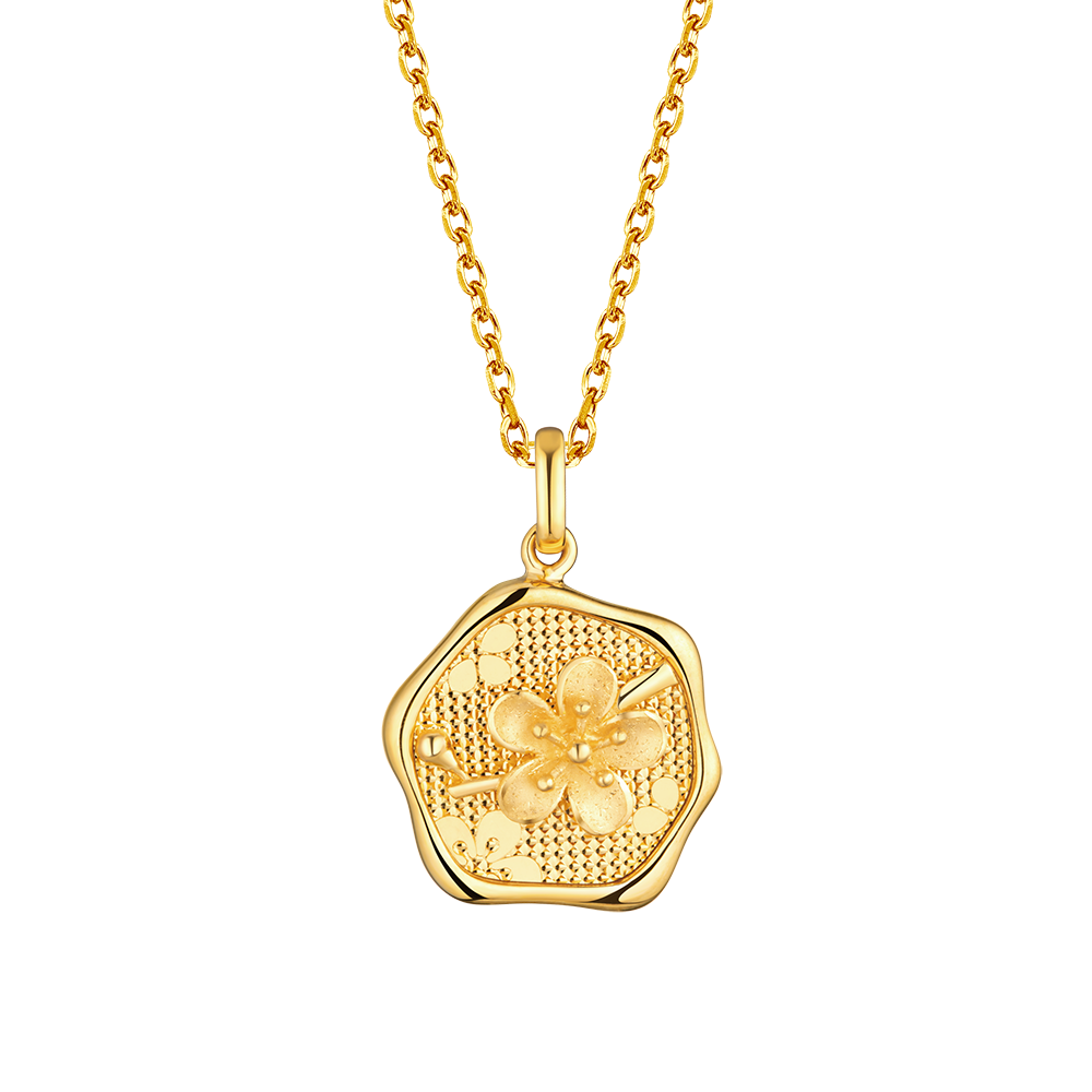 Goldstyle "Twelve Flora-Plum Blossom" Gold Pendant