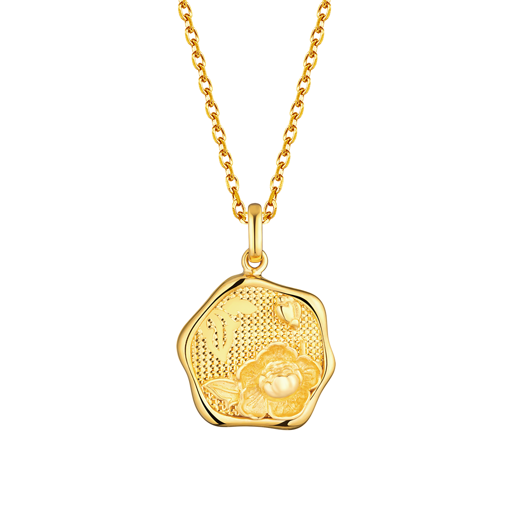 Goldstyle " Twelve Flora-Peony " Gold Pendant