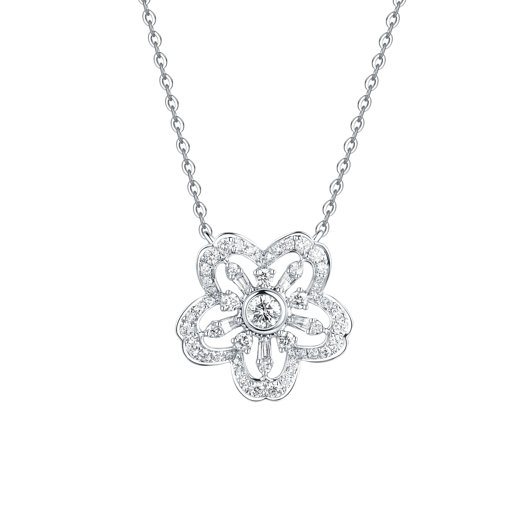 "Shining Flower"18K Gold Diamond Necklace