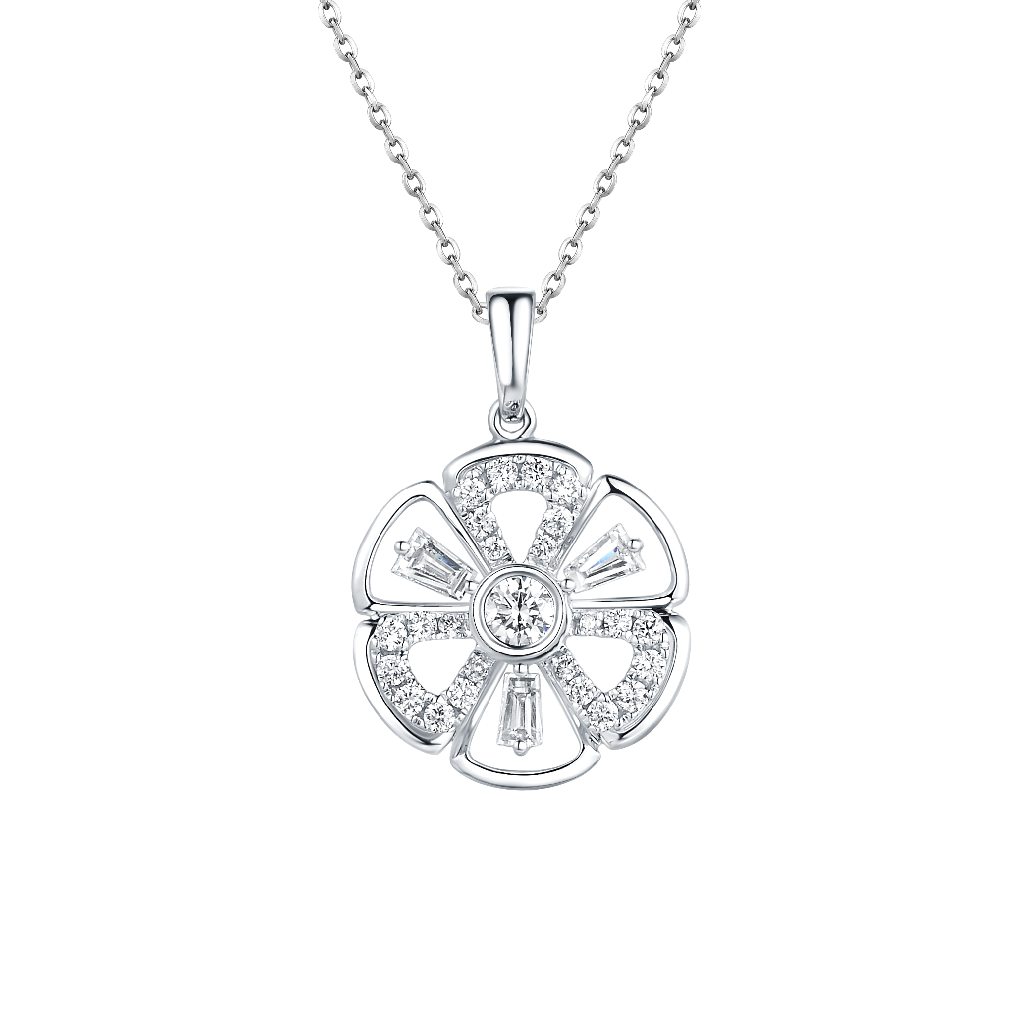 "Brilliant Flower"18K Gold Diamond Pendant 