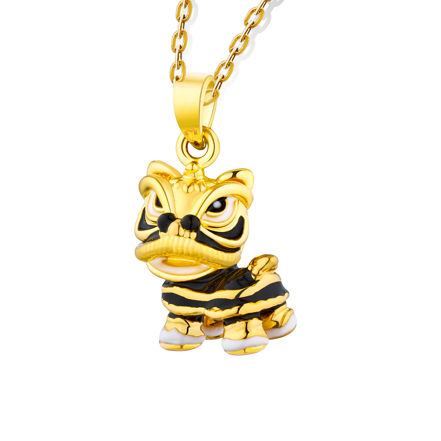 "Dancing Black Lion" Gold Pendant