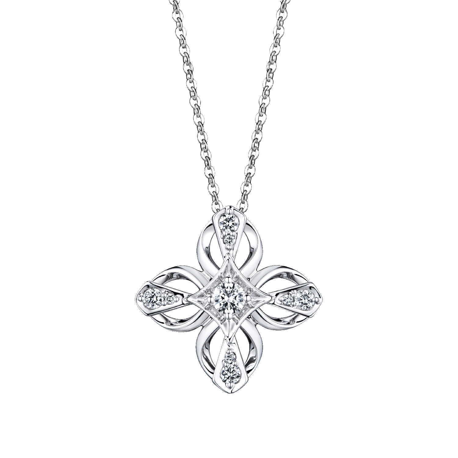 “Starry Flower”18K Gold Diamond Pendant