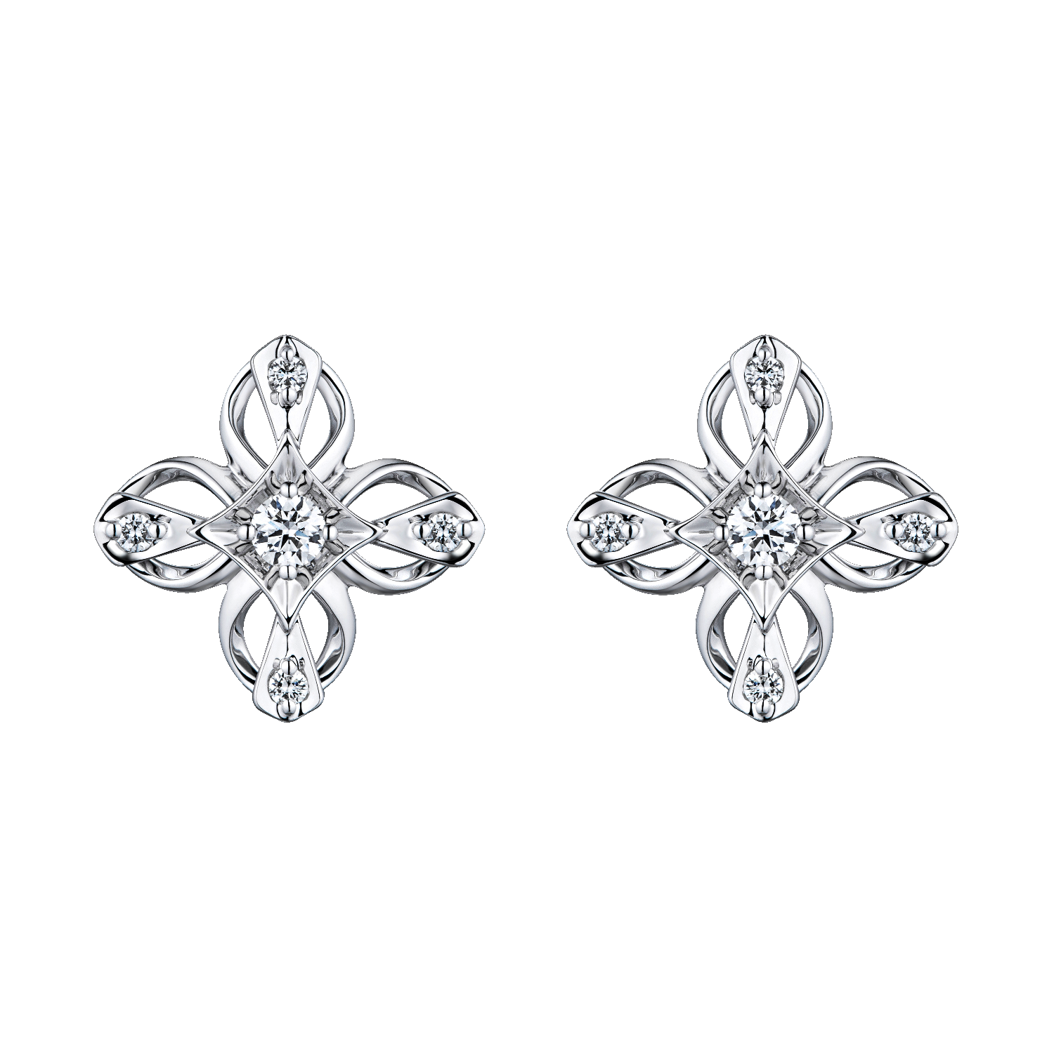 “Starry Flower”18K Gold Diamond Earrings