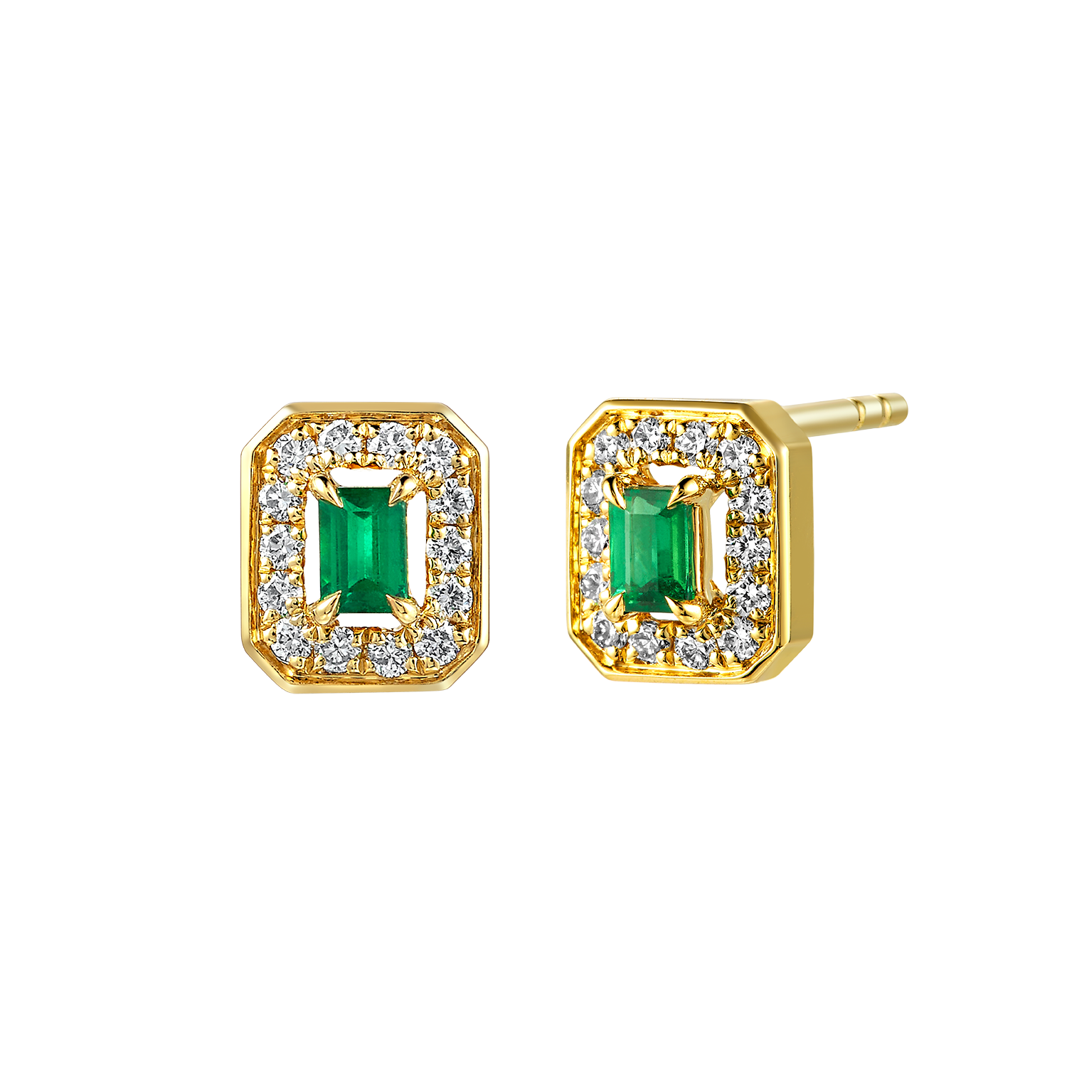 “Glittering Treasure”18K Gold Emerald and Diamond Earrings